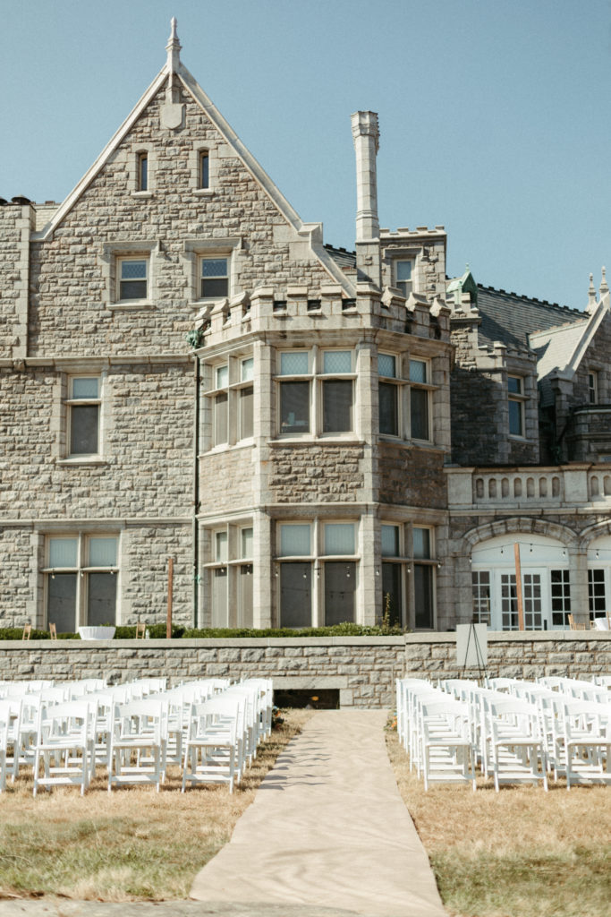 A ceremony setup at the Branford House Mansion.