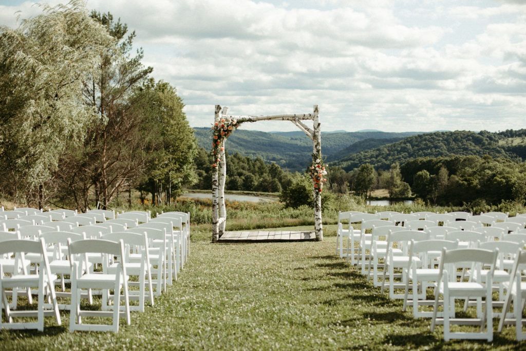 Ceremony setup overlooking the catskill mountains.