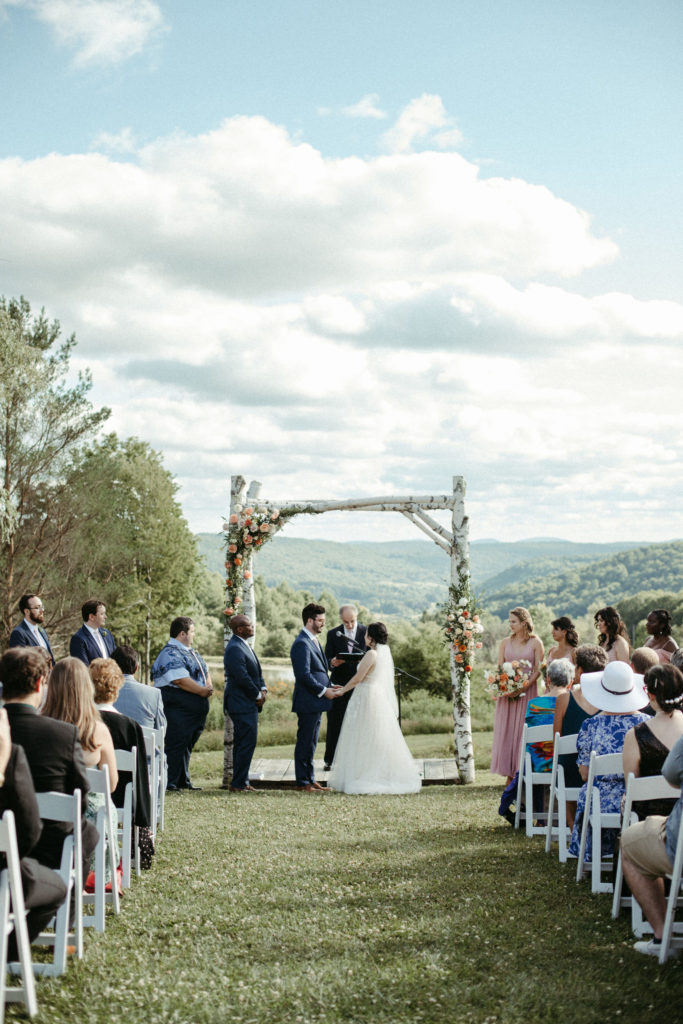A wedding ceremony at Seven Ponds in Summit, New York.