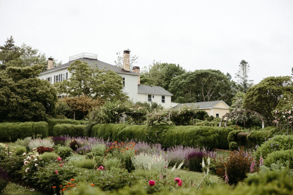 Stone Acres Farm estate and gardens in Stonington, Connecticut, photographed during a romantic summer wedding