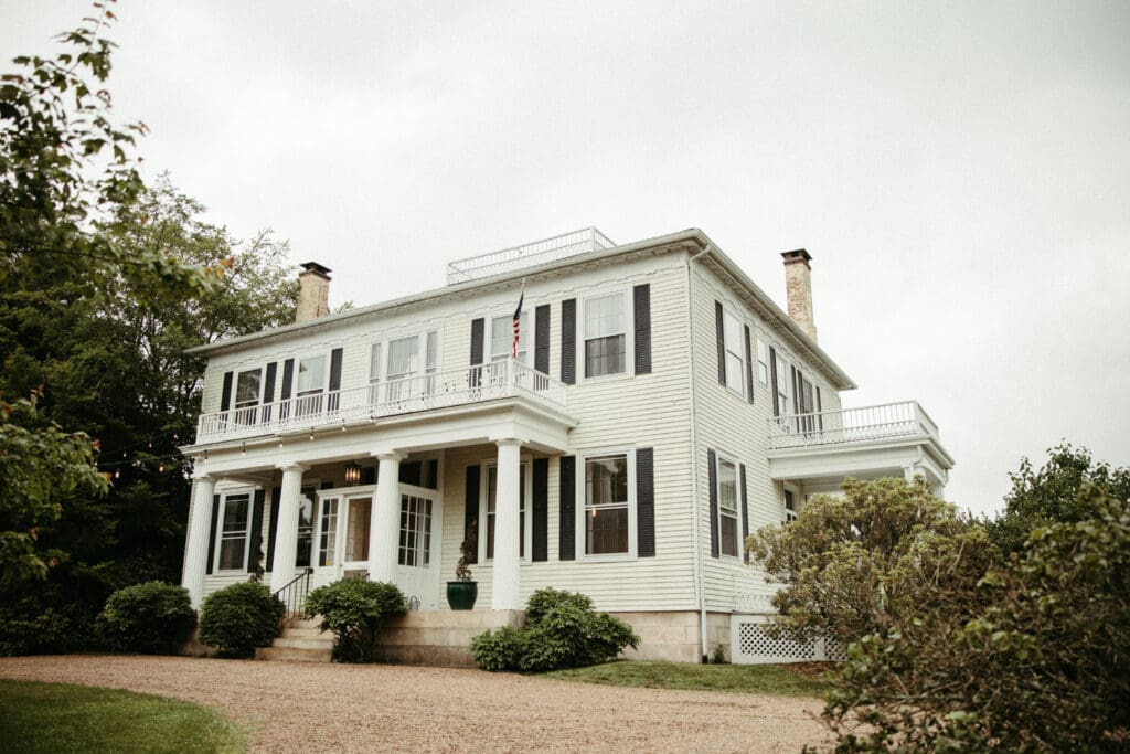 The historic Stone Acres Farm house in Stonington, Connecticut, with classic New England architecture